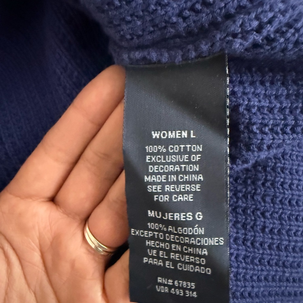 Women's Náutica Blue Cable Knit Sweater 100% cotton L - Picture 4 of 4